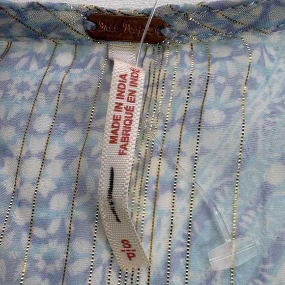 Free People Aliyah Boho Sheer Balloon Sleeve V Neck Shirt Womens Small - Picture 5 of 11